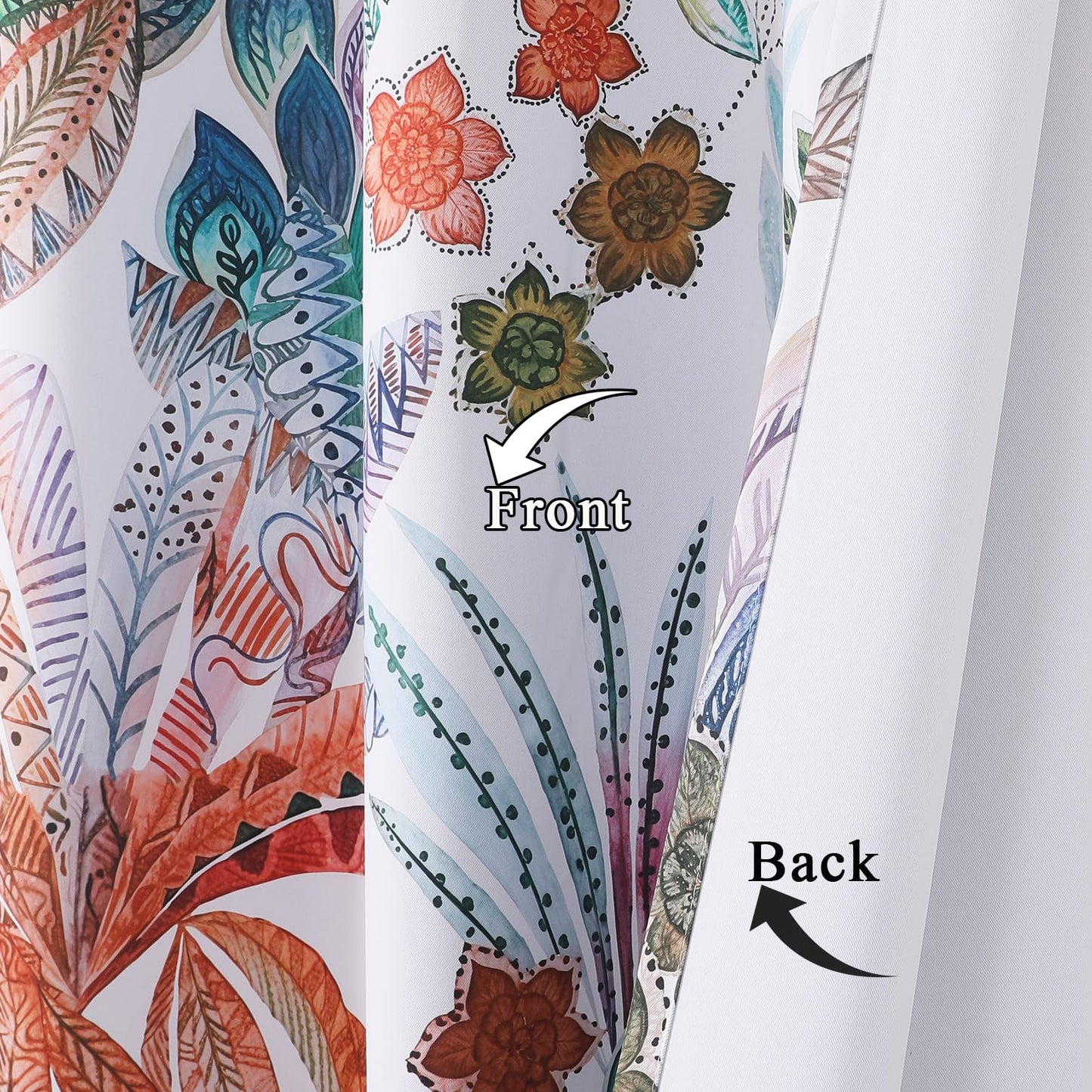 Estelar Textiler Maple Leaves Room Darkening Boho Curtains 84 inch Length 2 Panels Set for Living Room, Watercolor Leaf Pattern Design Grommet Window Floral Drapes for Bedroom, 52Wx84L