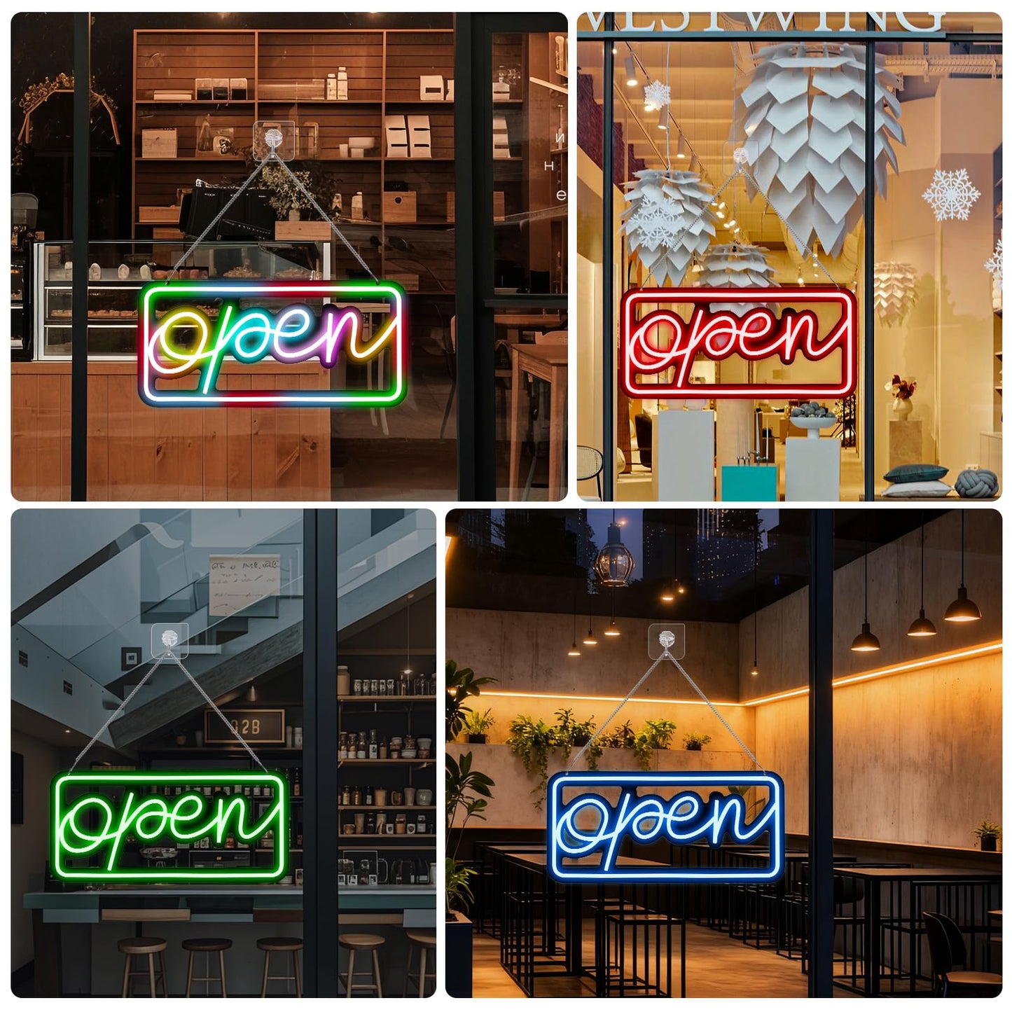 Led Open Signs for Business,Colorful and High Brightness LED And Remote Control, Open sign Applicable to Walls Window Bar Shop Hotel, Coffee Salons, etc. (5V USB Power Supply/16.2 * 7.7 inches)