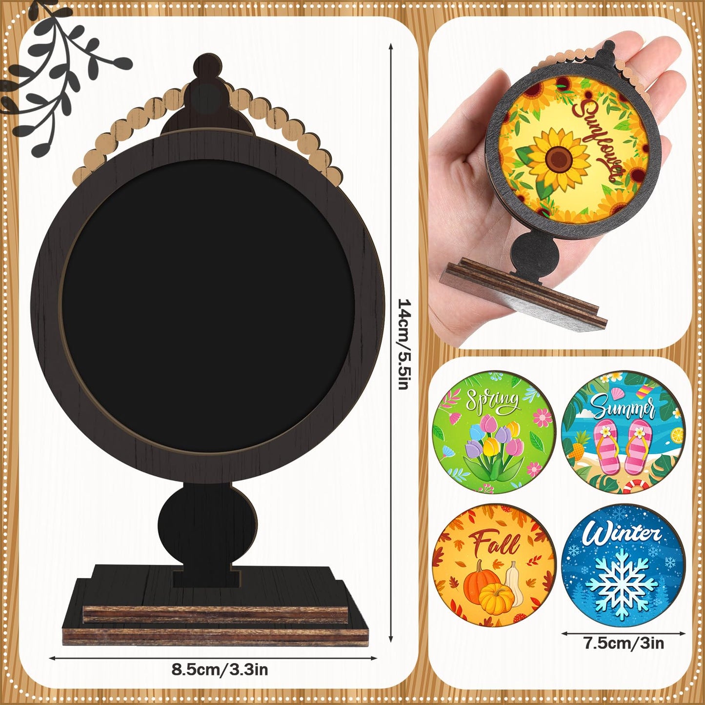 RattanView 21 Pcs Wooden Seasonal Decor Interchangeable Holiday Signs for Tiered Tray Farmhouse Table Centerpiece Mantel Desk All Year Decor for Winter Fall Valentine Home Decoration Gifts