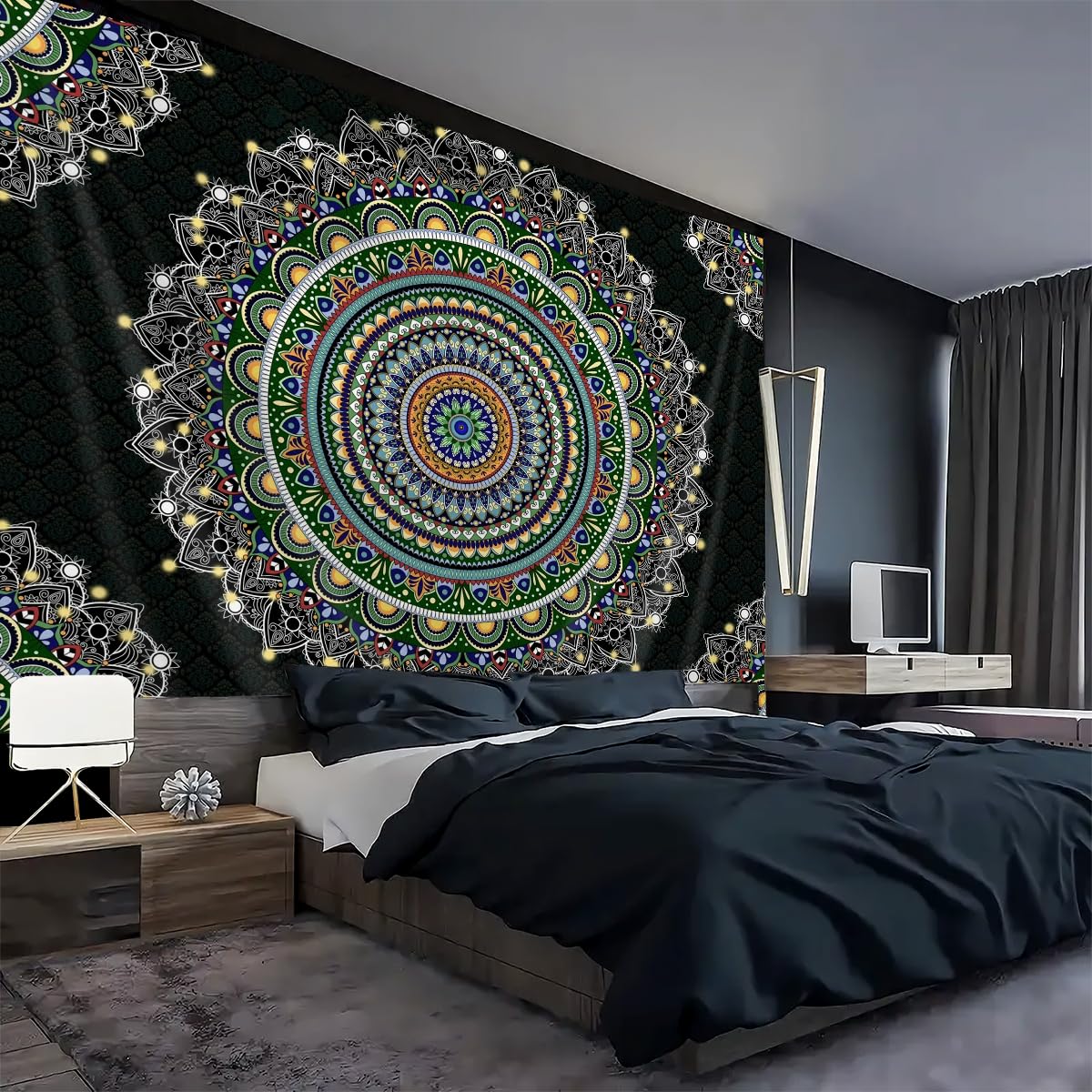 FENDROM Mandala Tapestry Wall Hanging Psychedelic Aesthetic Indian Hippie Wall Decor Bohemian Wall Art Boho Home Decoration for Bedroom Living Room Dorm
