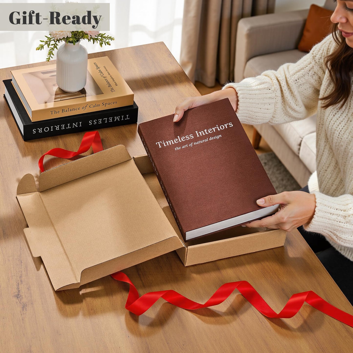 JARLINK Beautiful Decorative Books, Set of 3 Stackable Fake Books for Coffee Table, Shelf & Mantel Decor - Modern Home Decoration with Hidden Storage for Photos, Keepsakes & Living Room Styling, Brown