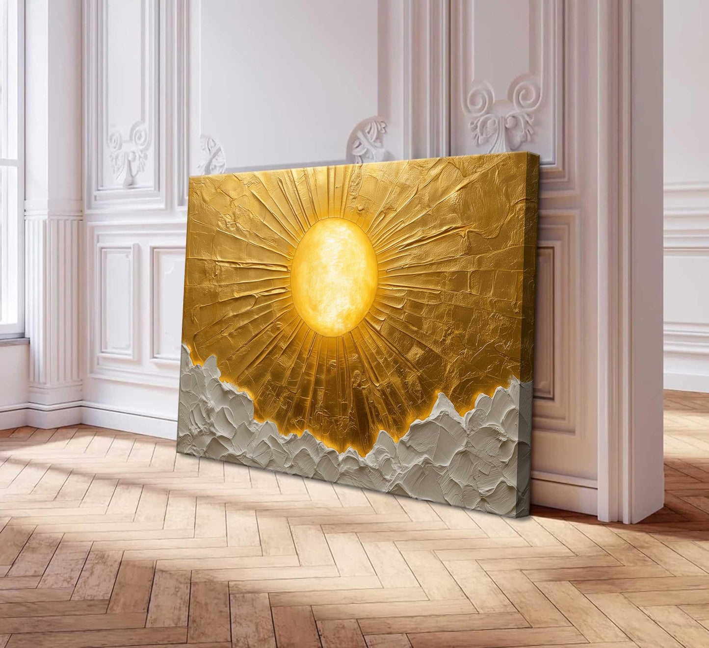 Boho Sun Canvas Wall Art Bohemia Minimalism Golden Abstract Sunrise Sunset Modern Luxury Painting Picture Wall Decor Poster Print Artwork for Living Room Bedroom Office Home Decoration