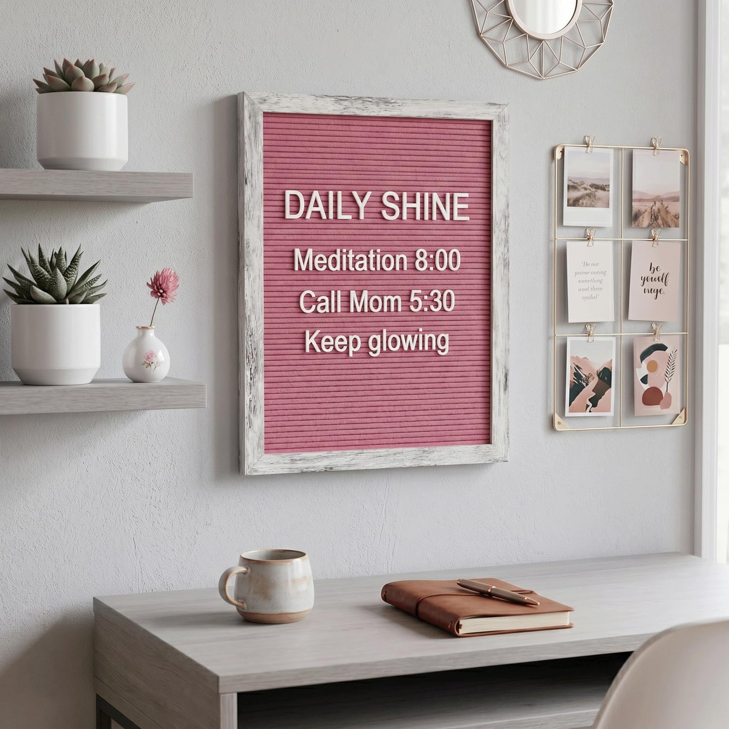 C CRYSTAL LEMON Hot Pink Felt Letter Board 12 x 16 Inches with 776 Characters Changeable Message Board with Frame and Stand Includes 3/4 Inch and 1 Inch Letters for Party Decor Display