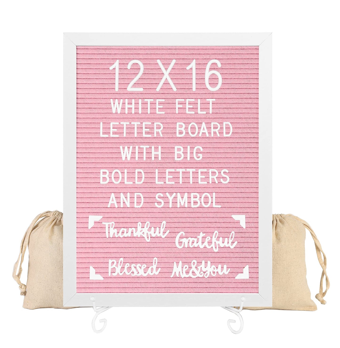 G GAMIT Felt Letter Board White Frame - 12x16 Baby Announcement Sign &Message Board Board with Big letters&Stand