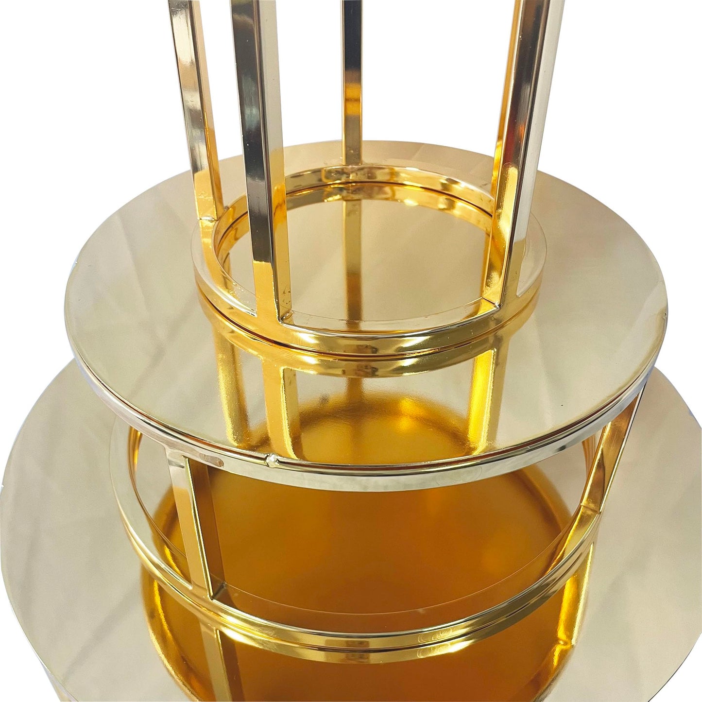 ANGYGH Gold Metal Cake Stand - Round Cupcake Dessert Stand Floating Cake Separator for Valentine's Day & Weddings Birthday Party Baby Shower Display (High 3.93'' Diameter 9.84'')