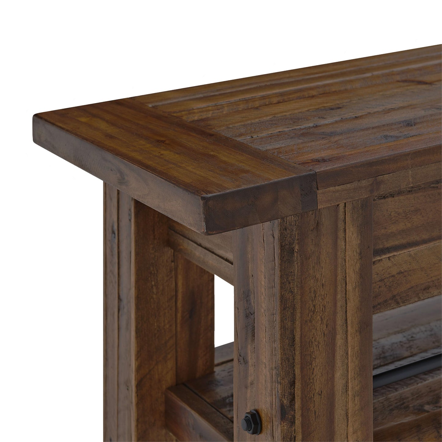 Durango 54-Inch Farmhouse-Industrial Style Wood Console Table with Two Open Shelves, Solid Wood Top, and Natural Grain and Knots – Fits TVs up to 60 Inches in Living Rooms by Alaterre Furniture