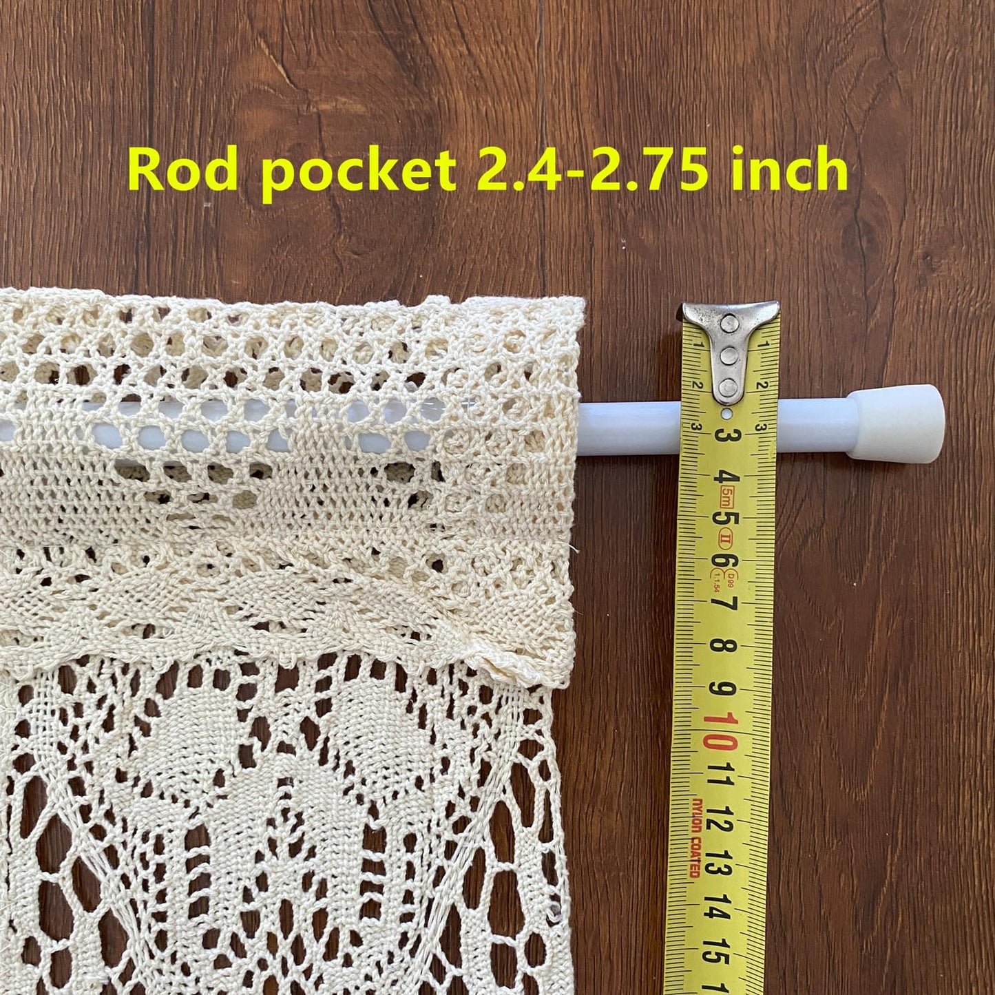 Yunsurey Retro Crochet Curtain Valance for Kitchen Window Boho Curtain Tiers for Coffee Decor Rod Pocket Farmhouse Short Curtains for Room Divider 1 Panel Knitting Doorway Curtain W35 X L15 Inch