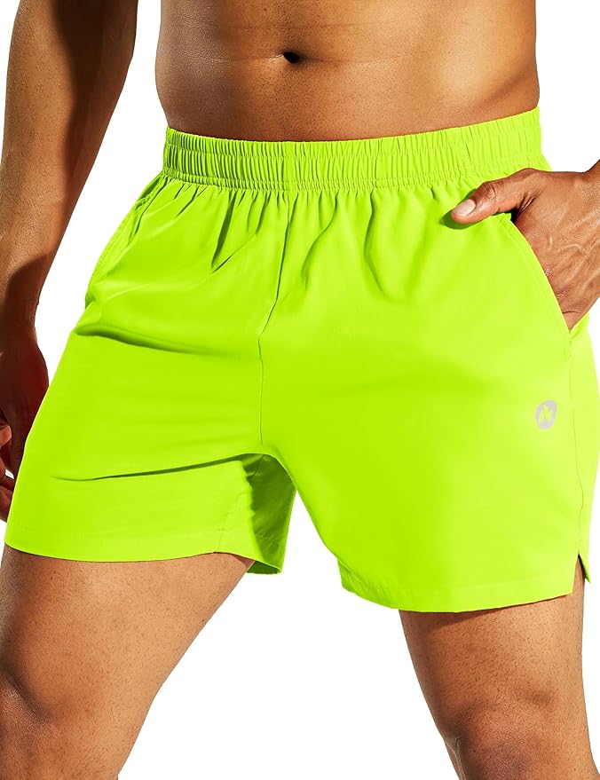 Nepest Men's 5?™â€?Athletic Running Shorts with Pockets, Lightweight Quick Dry Gym Workout Training No Liner Shorts