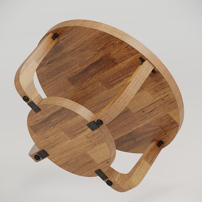 Tribesigns Round Coffee Table, 2-Tier Circle Coffee Table with Storage, Modern Wooden Accent Center Table for Living Room, Thick Tabletop & Base (Rustic Brown)