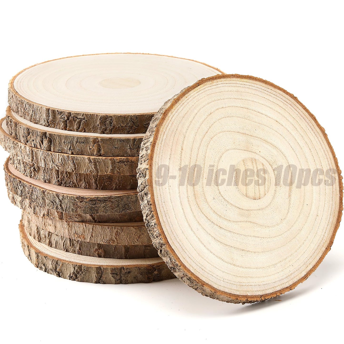 10 pcs Large Wood Slices for Centerpieces 9-10 inches Wood Rounds for Tables Decor Rustic Wood Circles for DIY Crafts and Wedding Decor Round Wooden Discs Wood Slice Ornaments
