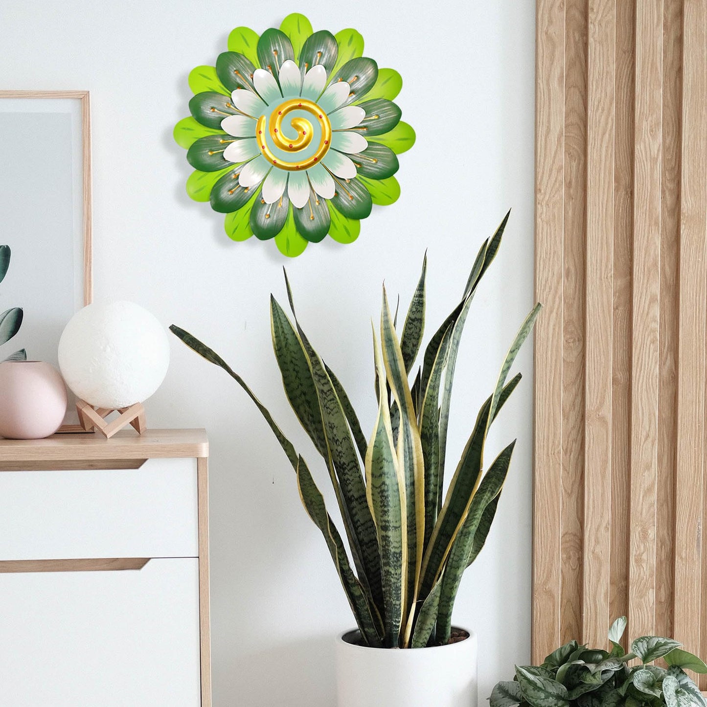 Metal Flowers Wall Decor Indoor Outdoor Metal Wall Art for Home Farmhouse Living Room Bedroom Bathroom Garden Decorations - Green