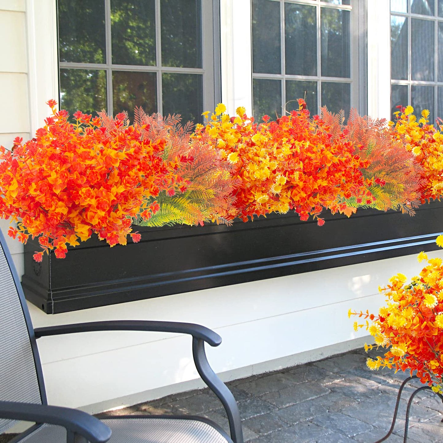 Grunyia 12 Bundles Artificial Fall Flowers UV Resistant Autumn Decorations for Thanksgiving Home Kitchen Room Farmhouse Floral Arrangements Indoor Outdoor