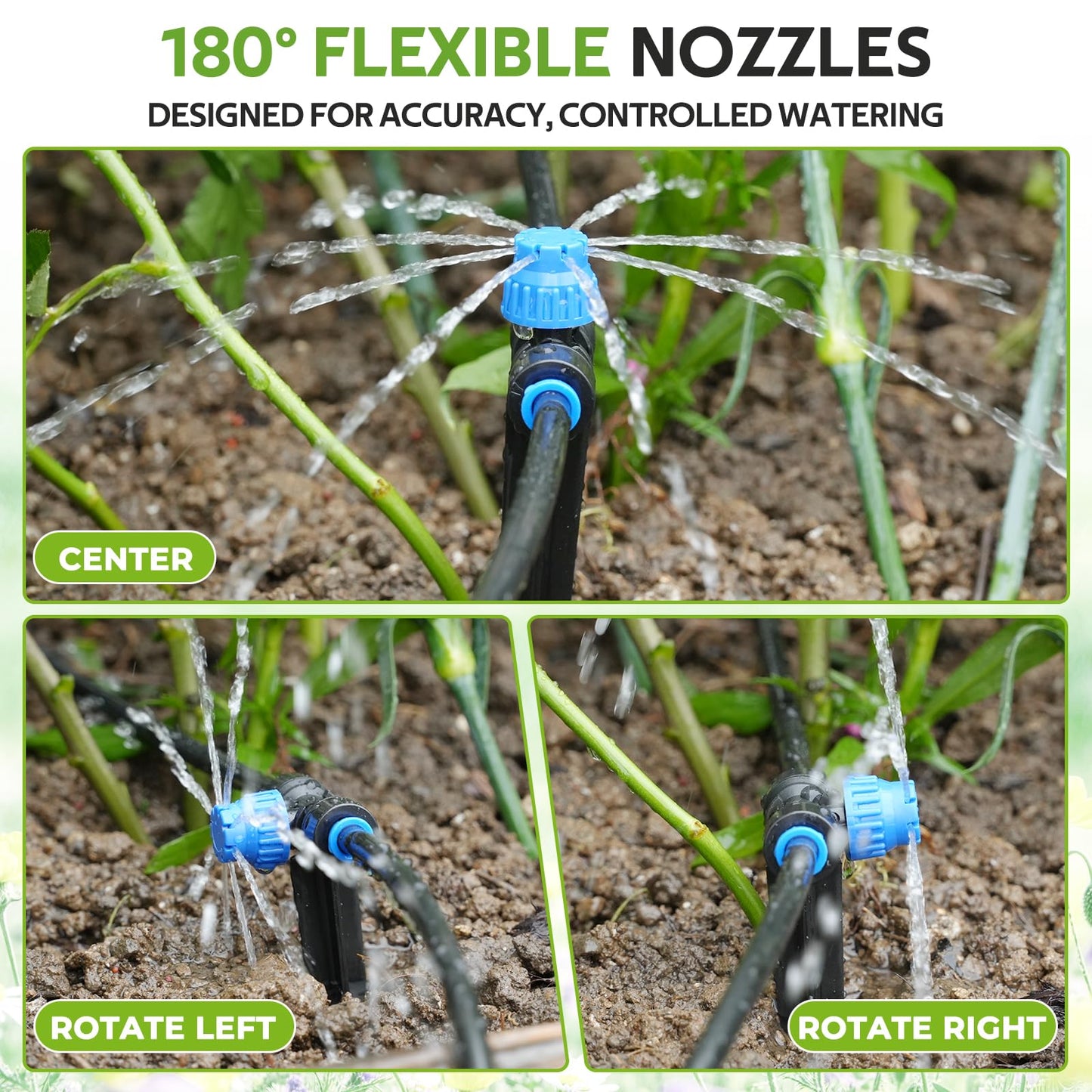 HIRALIY 40ft Push-to-Connect Drip Irrigation Kit, Adjustable Plant Watering System, for Garden Raised Bed Saving Water Automatic Irrigation Equipment with Drip Emitters, Tubing, Connectors