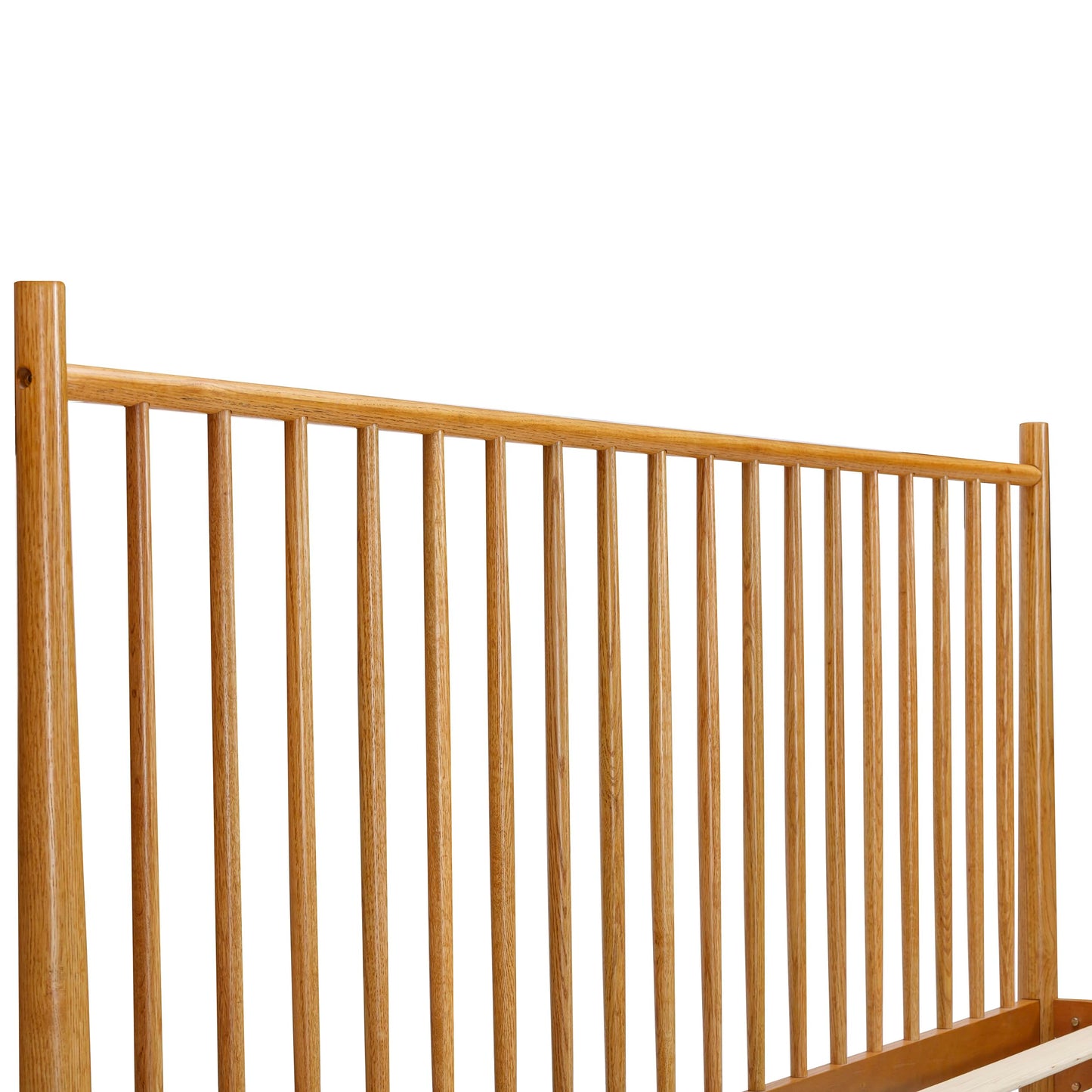 NTC Inno Wooden Bed Frame with Headboard, Solid Oak and Rubber Wood Foundation with Silent Slats and Wood Central Supports, 1000 Lb Capacity, Effortless Assembly, Queen Rustic - Oak