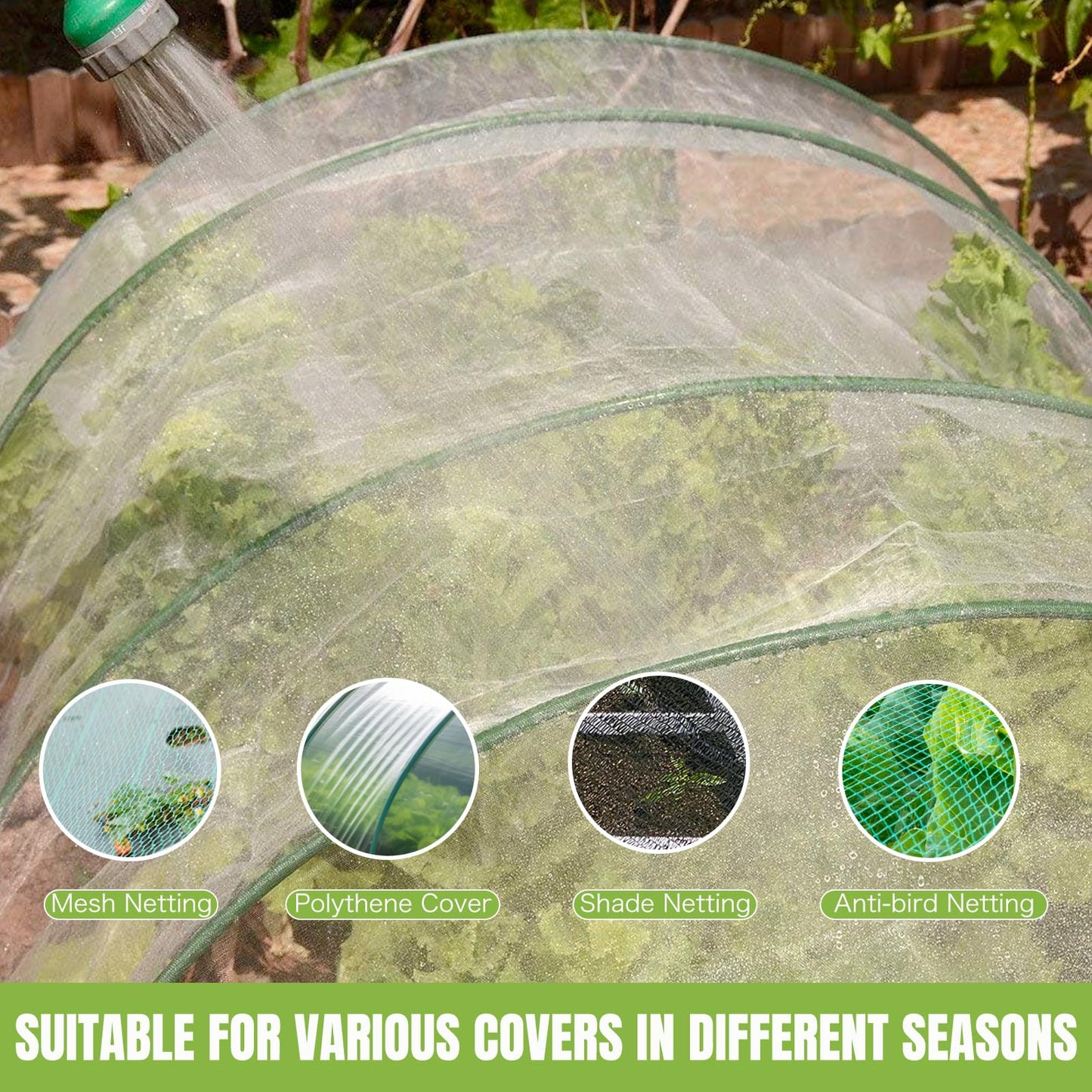 Joyhalo Garden Hoops for Raised Beds, 25pcs (5 Sets of 7ft) Fiberglass Hoops with PVC Coating, DIY Greenhouse Tunnel for Row Cover, Bird Netting & Plant Protection, Extend Growing Season