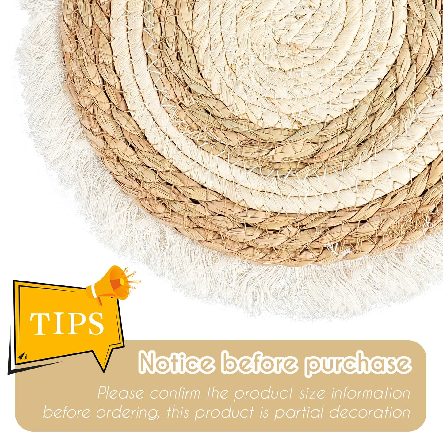 7PCS Boho Wall Baskets Set, Boho Wall Decor, Round Handmade Seagrass Rattan Wicker Wall Art Room Decor Hanging Wall Basket Decor for Farmhouse Living Room Bedroom Display Table Kitchen Home (Black)
