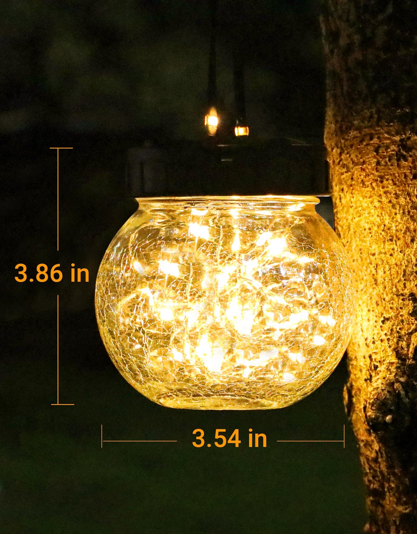 PARTPHONER Solar Lanterns Solar Lights Outdoor Waterproof 6-Pack, Solar Powered Hanging Lights Cracked Glass Hanging Globes for Christmas Decoration, Shepherd Hook, Garden Tree Ornaments