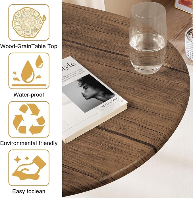 Coffee Table Modern Oval Coffee Tables Retro Center Table for Small Space Mid Century Rustic Accent Table for Living Room Home Office, Easy Assembly 22" D x 43" W x 18" H