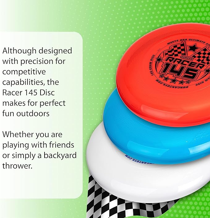 Duncan Racer 145G Weighted Flying Disc - Ultimate Disc for Junior Division, Best for Beach and Outdoor Games, White