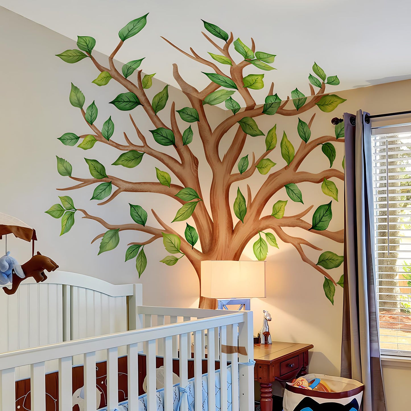 DTLIFEK Giant Green Tree Wall Decals Green Plants Jungle Wall Sticker Flying Leaves Vinyl DIY Removable Peel and Stick Wallpaper for Kids Bedroom Nursery Classroom Sofa Background Home Decoration 2054