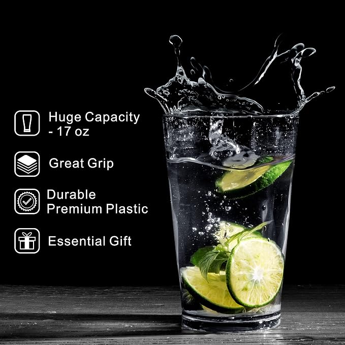JGIRL unbreakable Plastic Drinking Glasses [Set of 6] Shatterproof Drinking Cups, reusable Drinking Tumblers, Plastic glass cup, Drinking cup, Dishwasher Safe (white)
