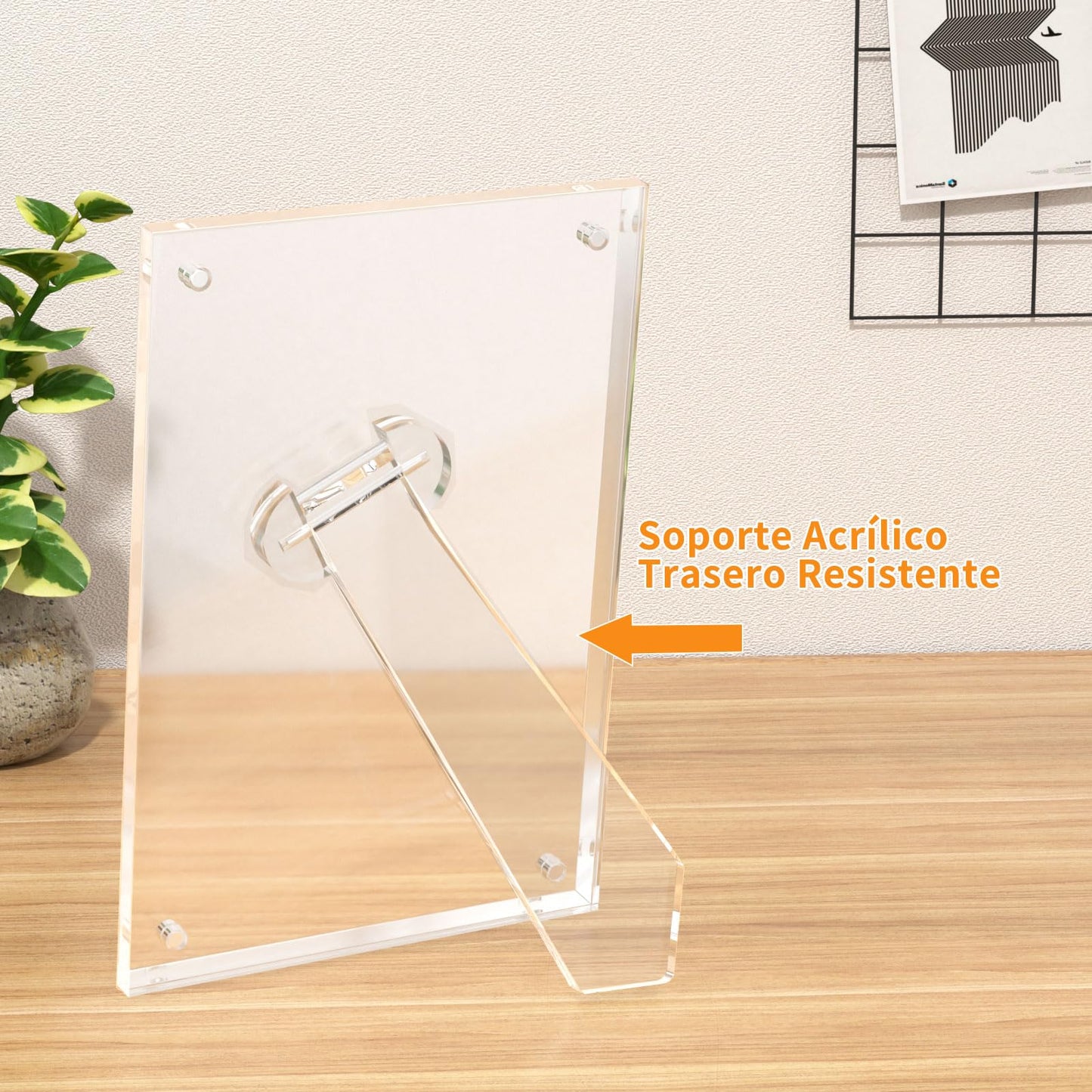 NIUBEE 5x7 Acrylic Picture Frame with Magnets - 2 Pack, Shatter-Resistant Floating Photo Frame for Tabletop, Modern Desk Display for Home & Office
