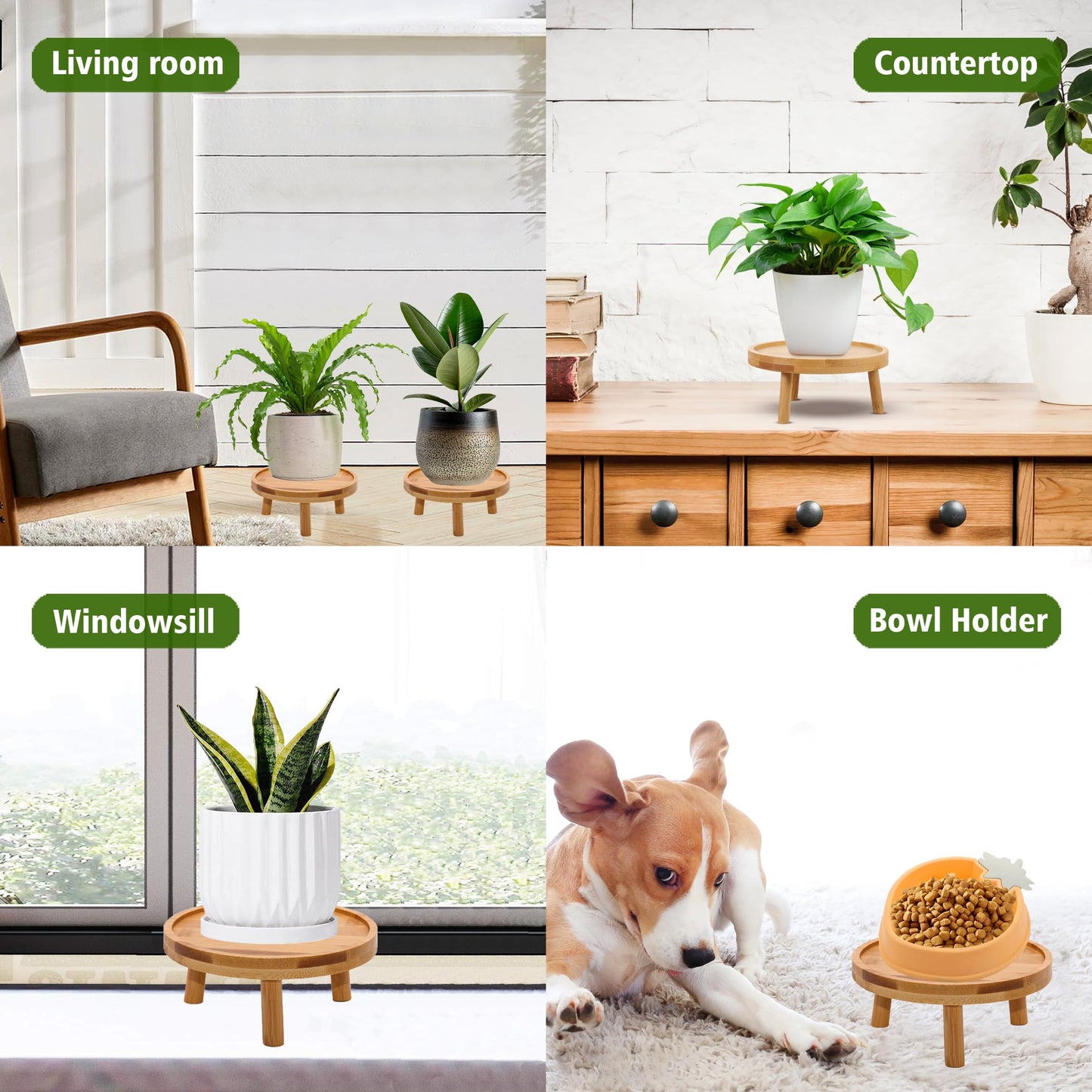 ARTORA Mid Century Modern Plant Stand, Wood Indoor Plant Holder Succulents Plant Pot Raiser Decorative Corner Planter Stand for Small to Medium Plants (Natural 2PCS)