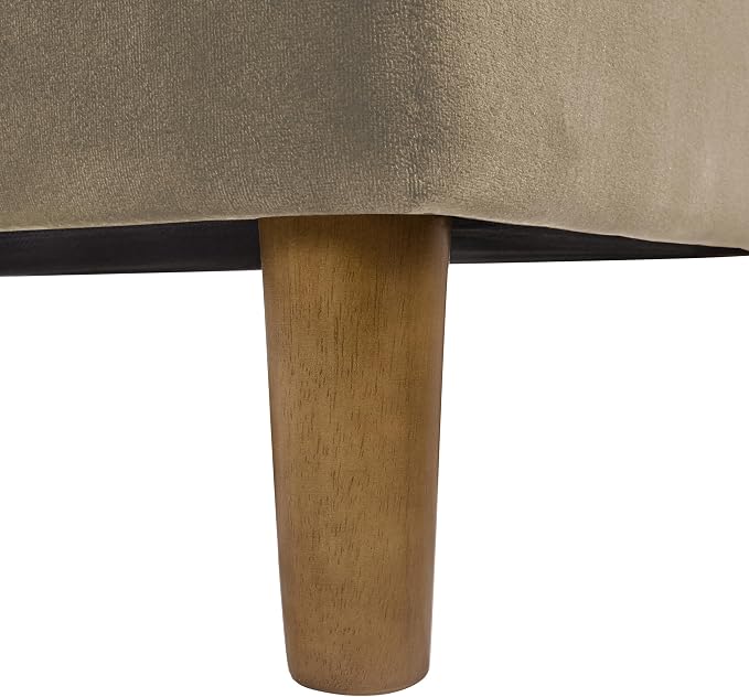 Homepop Home Decor | Tufted Ainsley Button Storage Ottoman Bench with Hinged Lid | Ottoman Bench with Storage for Living Room & Bedroom,Fawn Velvet