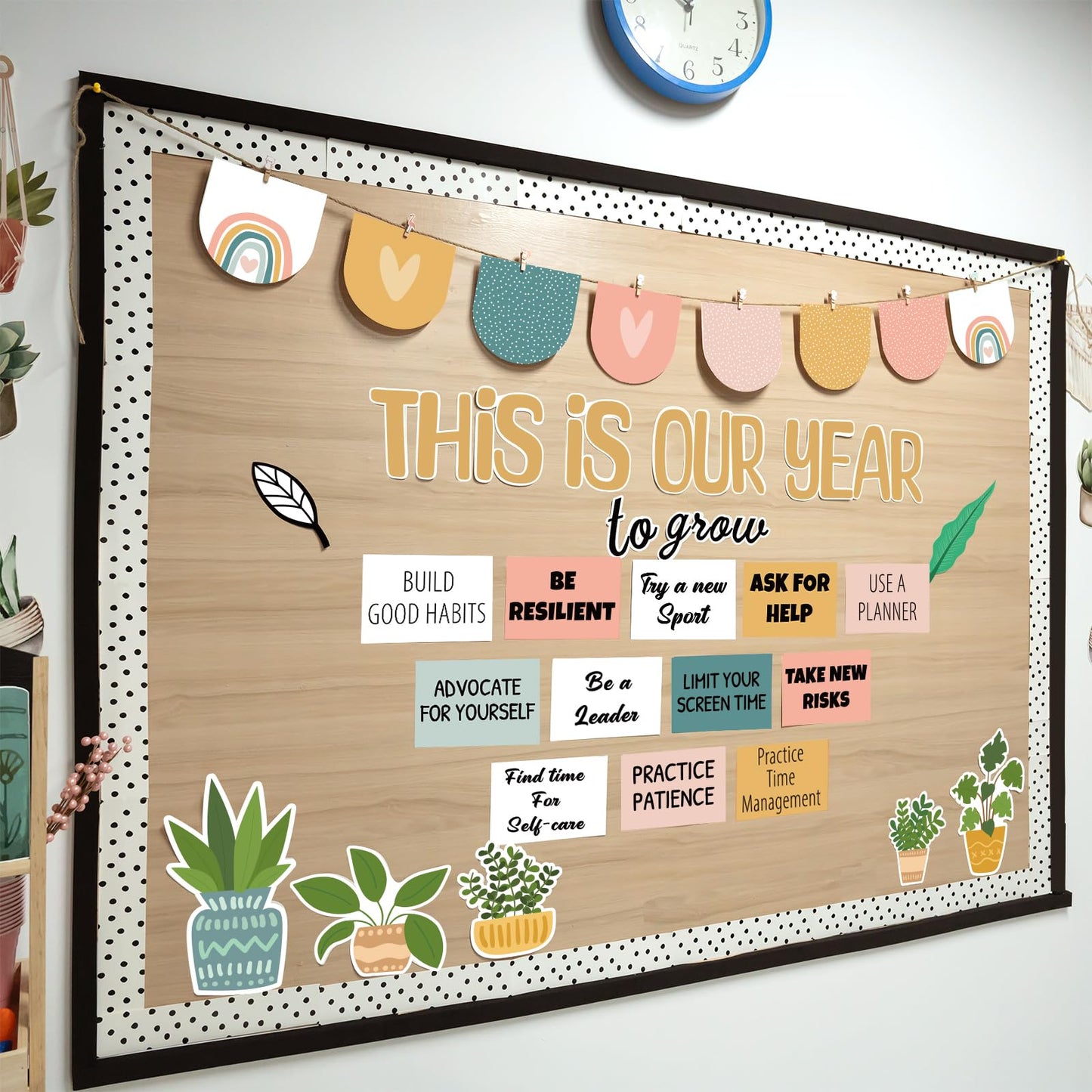 Classroom Bulletin Board Decorations, Boho Motivational Bulletin Board Set, Growth Mindset Positive Affirmations Wall Decor for Teacher Back to School Classroom Door Decors