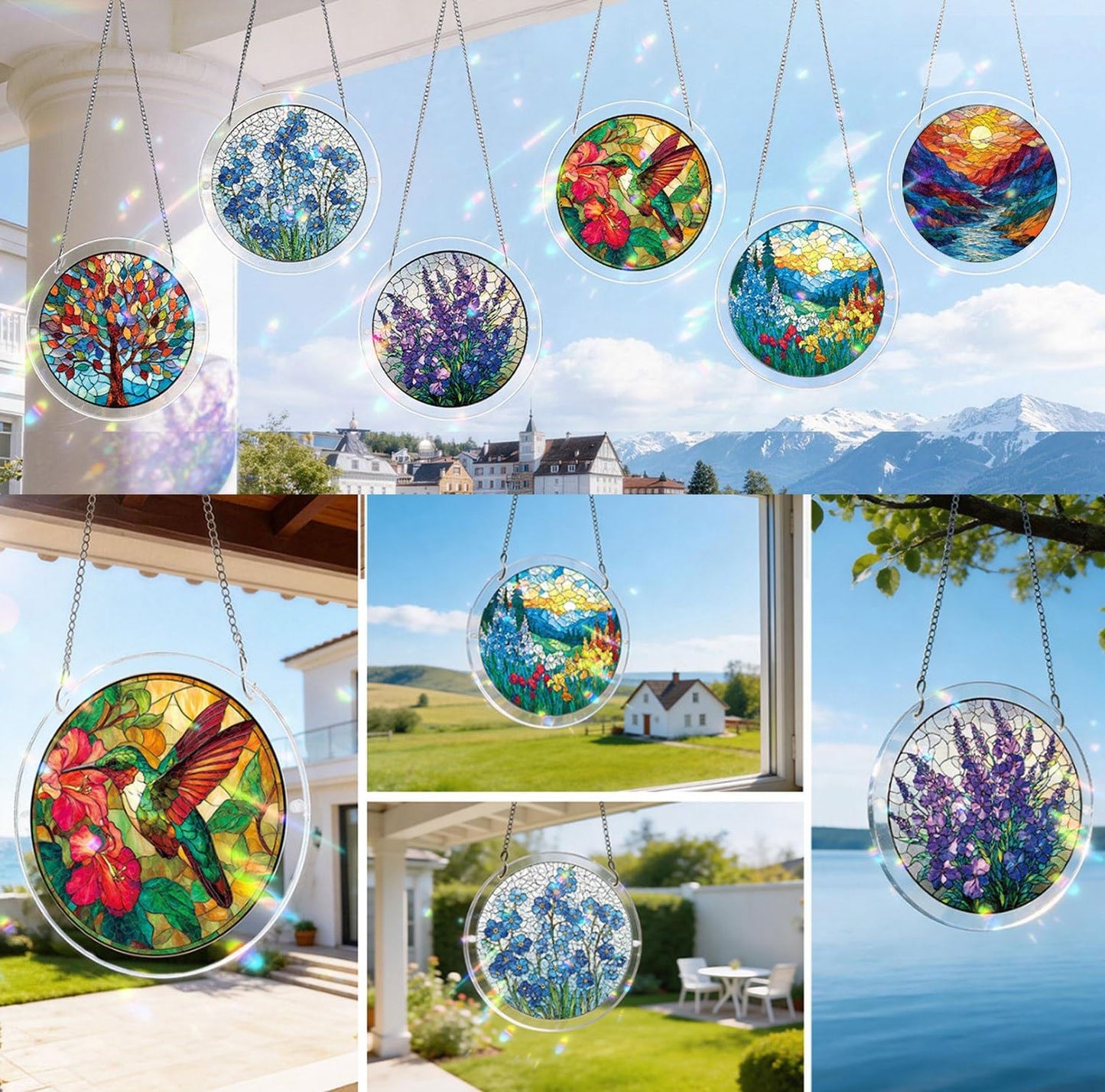 Jigsaw Puzzle Suncatcher,Sun Catcher Puzzle Acrylic Puzzle Garden Window Hanging DIY Suncatcher Kits Home Decor Gift
