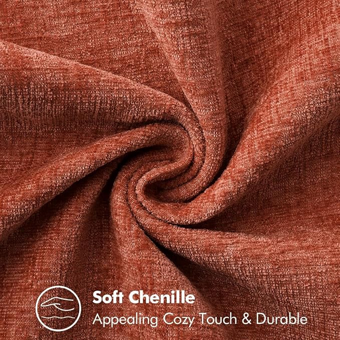 MIULEE Pack of 2 Fall Lumbar Throw Pillow Covers 12x20 Inch Burnt Orange Farmhouse Decorative Pillow Covers with Stitched Edge Soft Chenille Solid Dyed Pillow Covers for Couch Sofa Bed Living Room