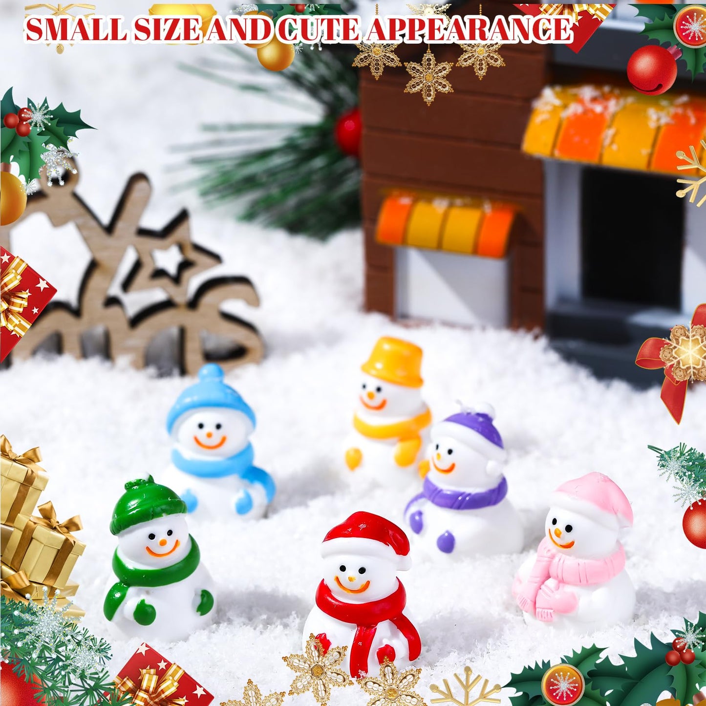 Guiqulai 72 Pcs Mini Resin Snowman Mini Snowman Figurines Miniature Figurines Suitable for DIY Cake Decoration Ornaments Crafts Moss Landscape