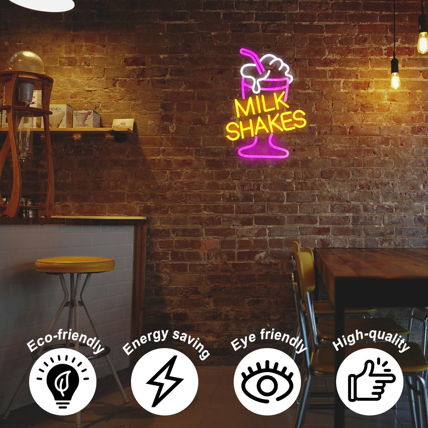 Milk Shakes Neon Signs Ice Cream Neon Light Milk Tea LED Sign Frozen Yogurt Neon Signs for Wall Food Drink Restaurant Lights Neon Wall Decor Light Up Sign for Dessert Shop Bar Decor