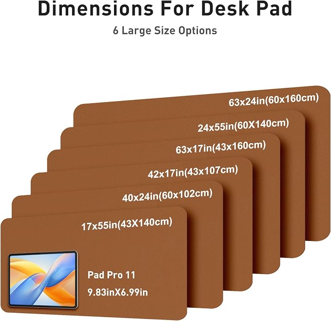 Aothia Faux Leather Desk Mat - Large Mouse Pad, Non-Slip PU Leather Blotter, Waterproof Writing Surface for Office and Home (Brown, 63" x 24")