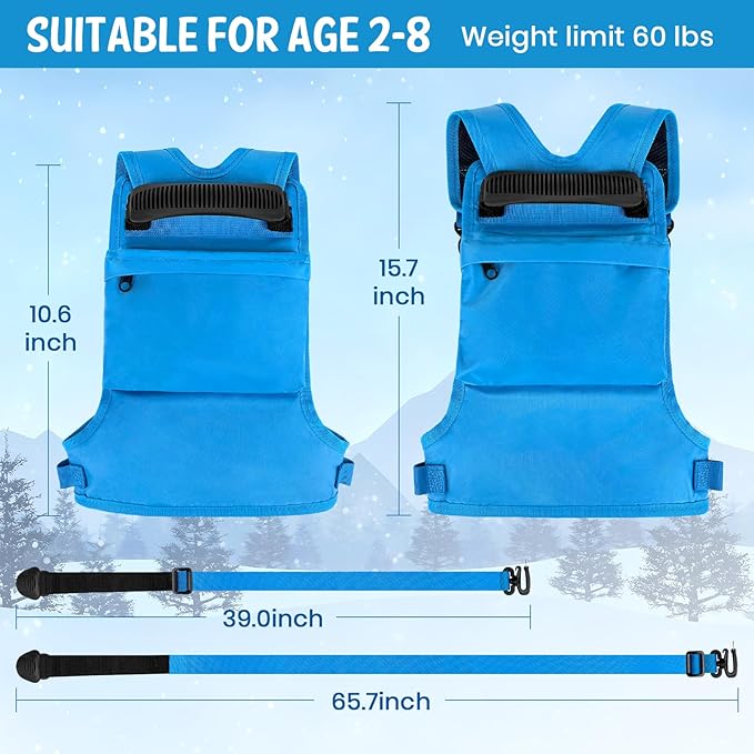 Ski Harness for Kids,Ski and Snowboard Training Harness with 2 Leashes & Backpack,Control Steer & Speed,Perfect for Beginners