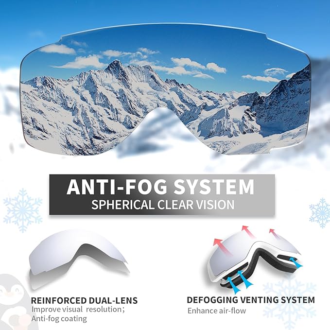 Freela Kids Ski Snowboard Goggles for Toddler(3-14) Youth Anti Fog Anti UV Goggles Girls Boys Snow Skiing Equipment