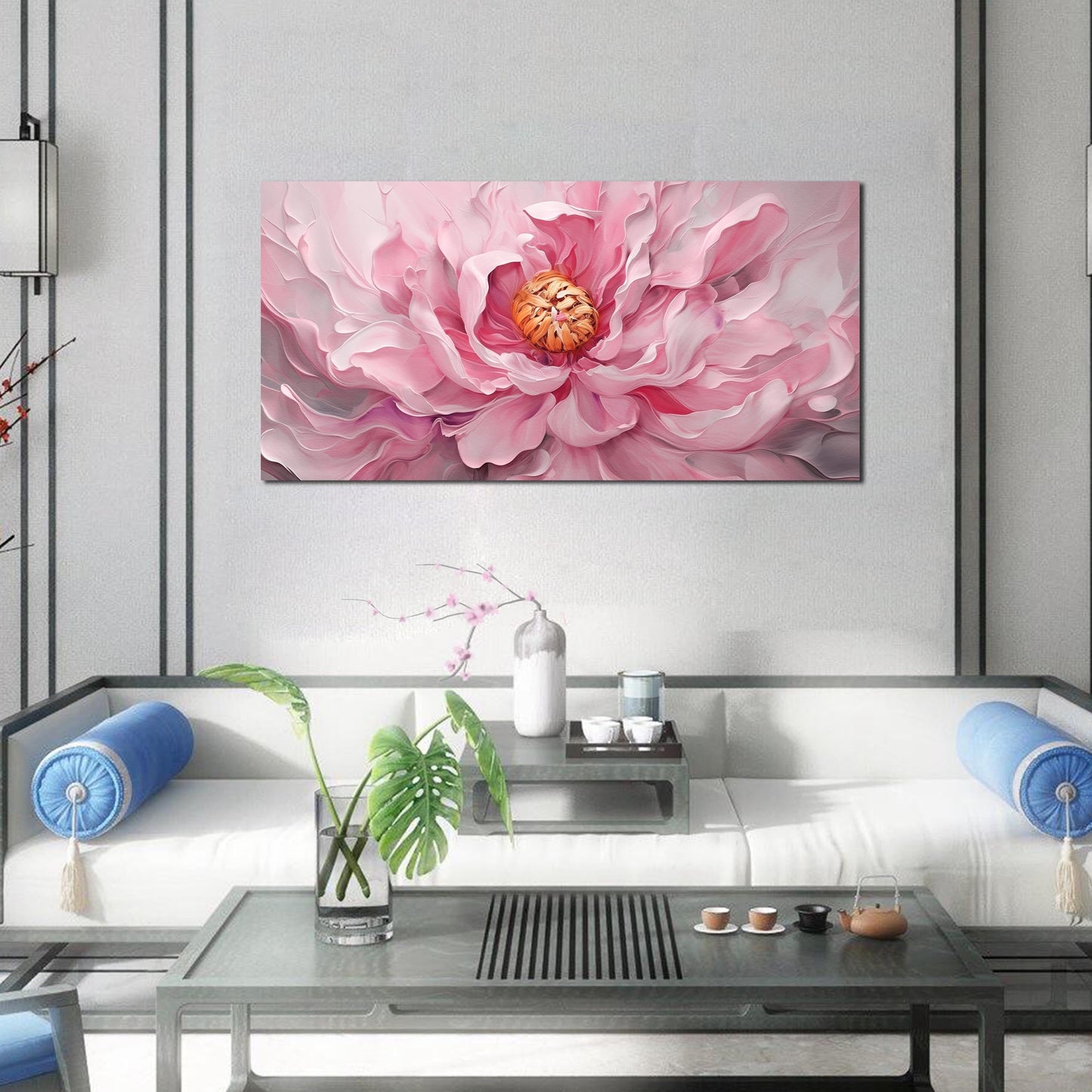 Prepeyssee Floral Wall Art for Living Room Pink Wall Art Large Botanical Artwork for Bedroom Office Teen Girl Room Decor Canvas Prints 20x40 Inch