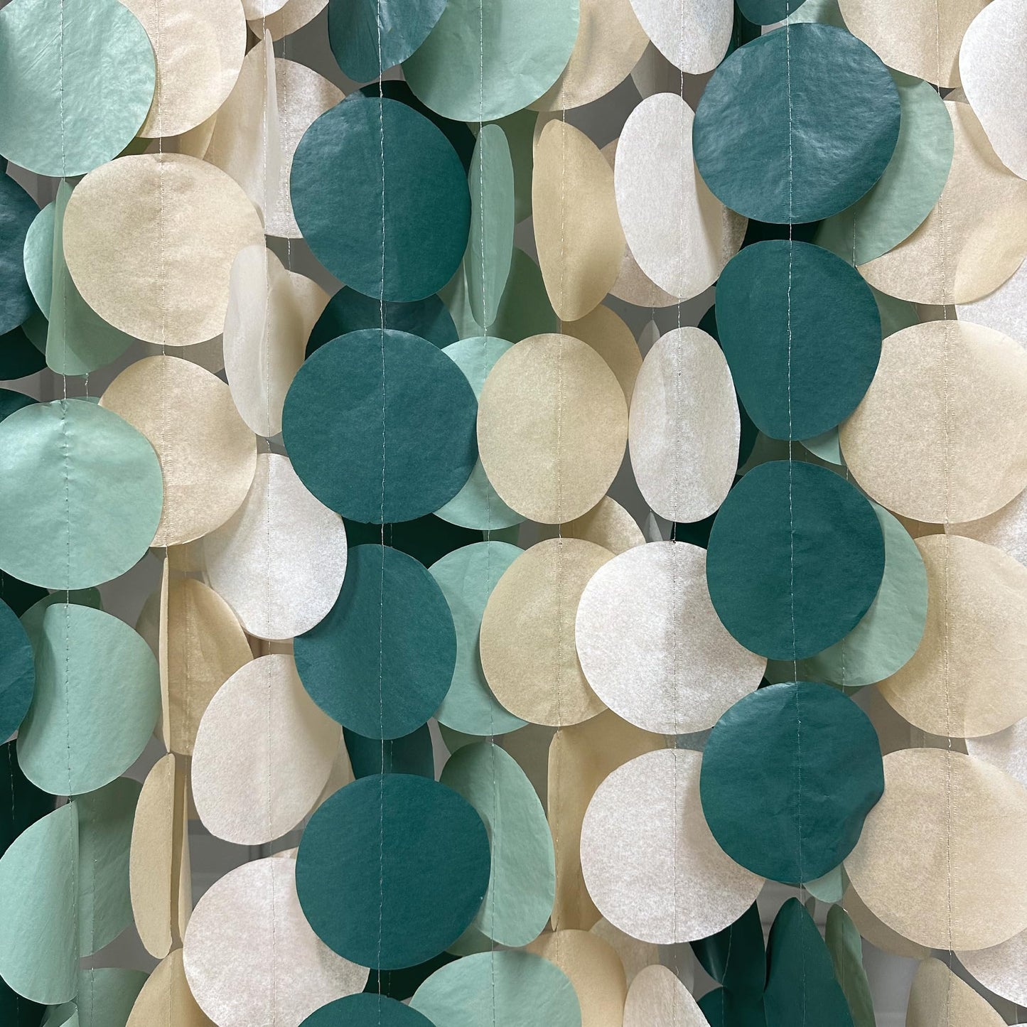205Ft Sage Green Circle Dot Garland Backdrop Dusty Green Tissue Paper Polka Dots Hanging Streamer for Woodland Jungle Safari Neutral Birthday Baby Shower Wedding Engagement Party Decorations Supplies