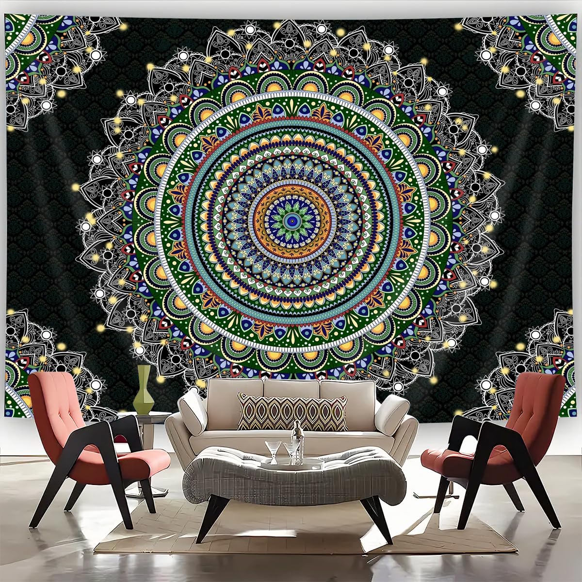FENDROM Mandala Tapestry Wall Hanging Psychedelic Aesthetic Indian Hippie Wall Decor Bohemian Wall Art Boho Home Decoration for Bedroom Living Room Dorm