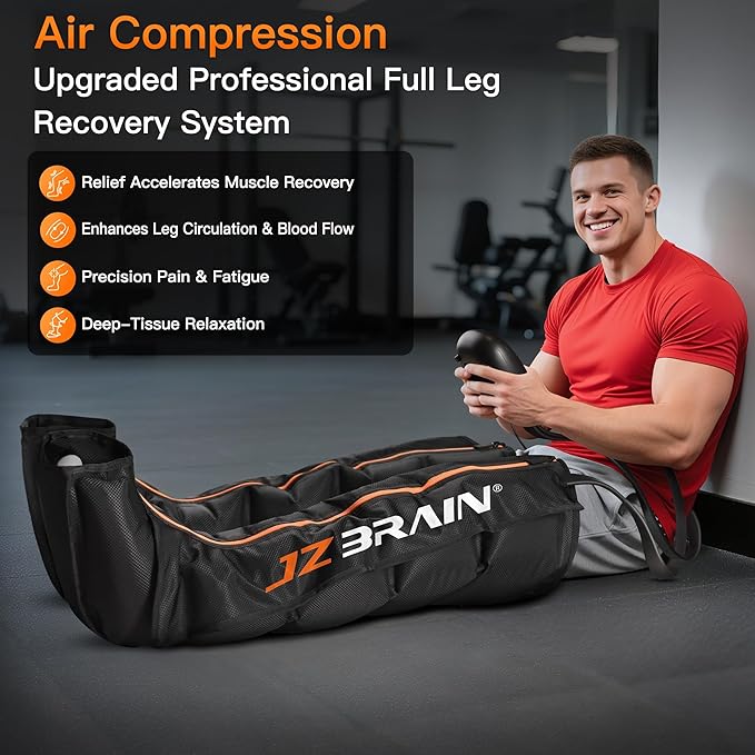 Sequential Air Compression Recovery System : Professional Sequential Compression Boots for Fast Recovery & Circulation Improvement ??Full Leg Recovery Device for Athletes Runners Gym (Large)