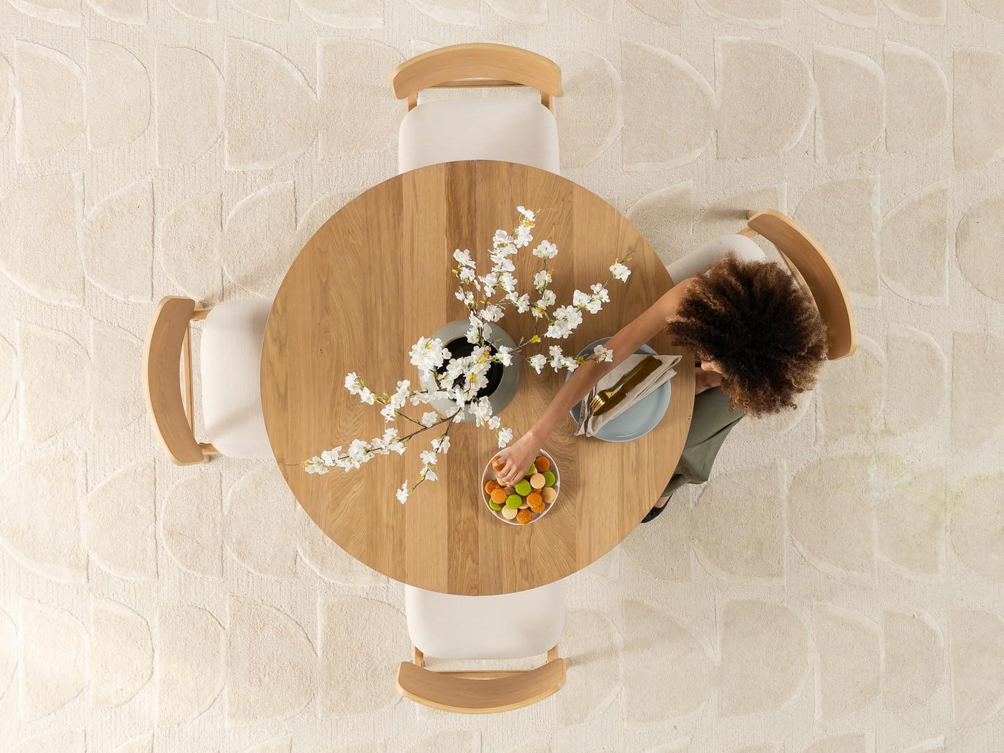 Transformer Table - Solid Wood Extendable Round Dining Table Set with 6 Chairs, Seats 2-10, Extendable Round Dining Set, Space-Saving Modern Furniture, Natural (Table + 6 Chairs)