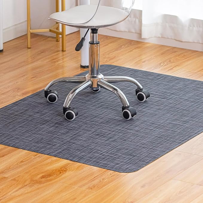Baroyal Office Chair Mat for Hardwood Floor Under Desk Computer Rolling Chair Mat for Wood/Tile Floor Non-Slip Heavy Duty Desk Rug PVC Plastic Hard Floor Protector 45"x 53" (Cool Grey)