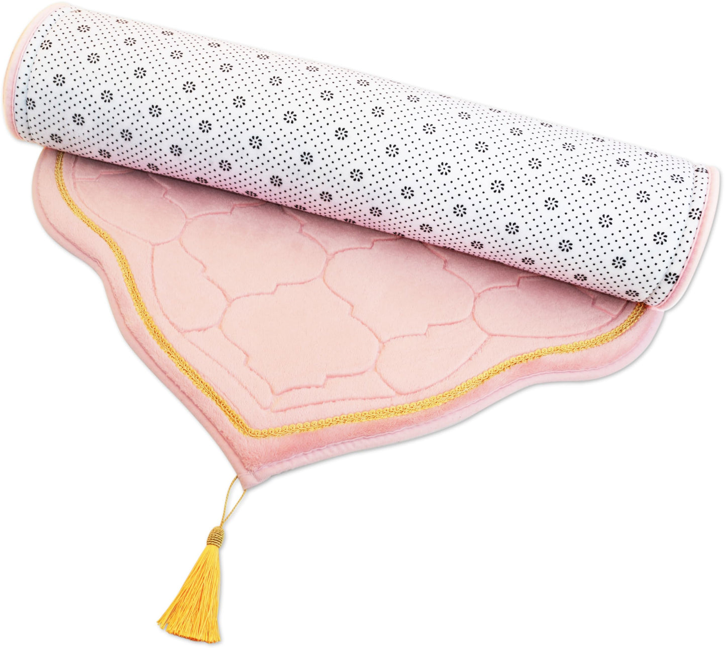 YAZEIN Muslim Prayer Rug with Tasbih Prayer Beads, Soft Memory Foam Prayer Matt Islam, Padded Islamic Prayer Mat Thick for Men and Women, Janamaz, Sajadah (25.6" x 43.3", Pink)