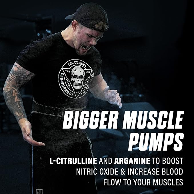 JNX SPORTS The Curse! Pump ??Stim-Free Pre-Workout | Blue Raspberry 40 Serves | Caffeine-Free Pump Pre Workout, Non-Stim Nitric Oxide Preworkout for Men & Women