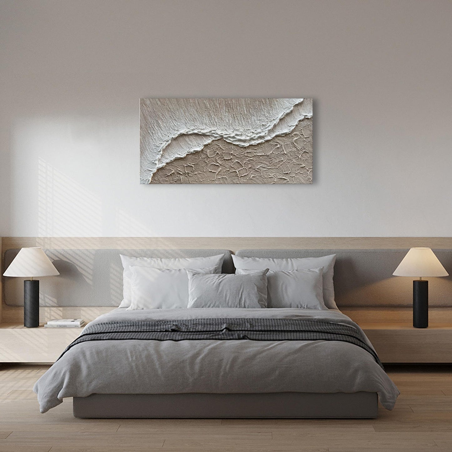 NANKAI Art 24x48 inch Hand painted beach Ocean Wave Landscape Oil painting Modern Abstract Canvas art Mural family wall Decoration art