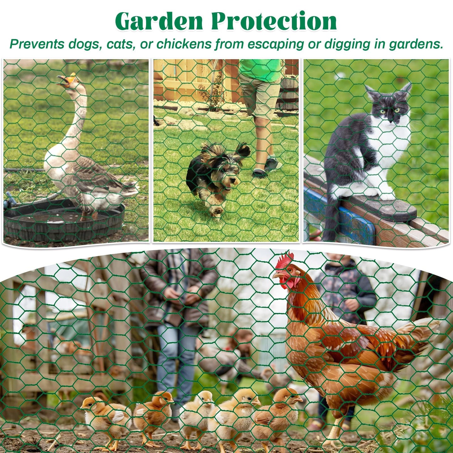 15.7 x 120 Inch Plant Protectors from Animals 0.8mm Free-Cut Metal Mesh Plant Cages for Outdoor Plants Chicken Wire Cloche, Wire Plant Protector for Garden Wire Mesh with Gloves, Wire Ties, Plier