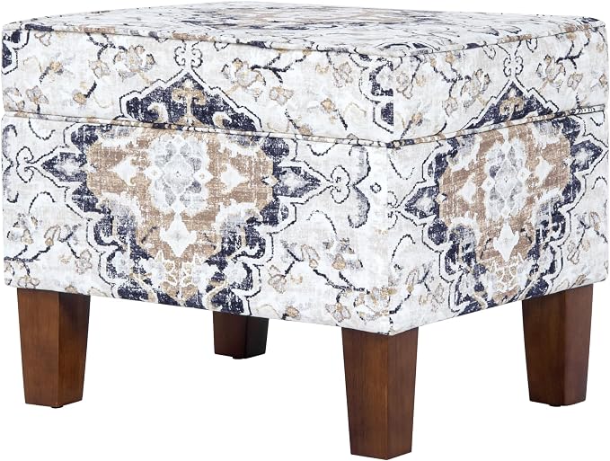 Spatial Order Home Decor | Dinah Collection Modern Storage Ottoman | Ottoman with Storage for Living Room & Bedroom(Antiqued Ebony Cream)