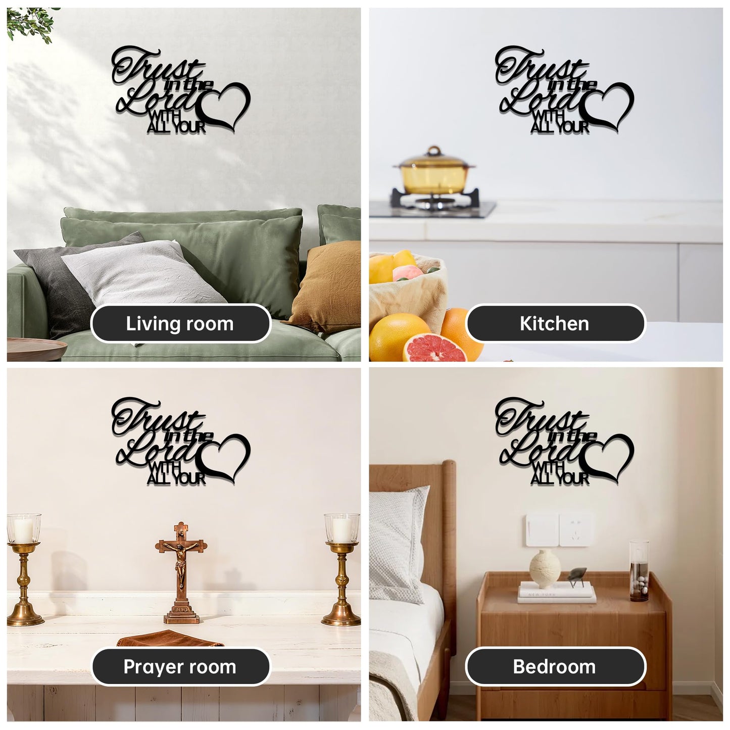 Slickss Trust in The Lord With All Your Heart Wall Art - Proverbs 3 5-6 Bible Verse Metal Sign, Christian Wall Decor with Scripture Quotes for Inspirational Faith Home Decor