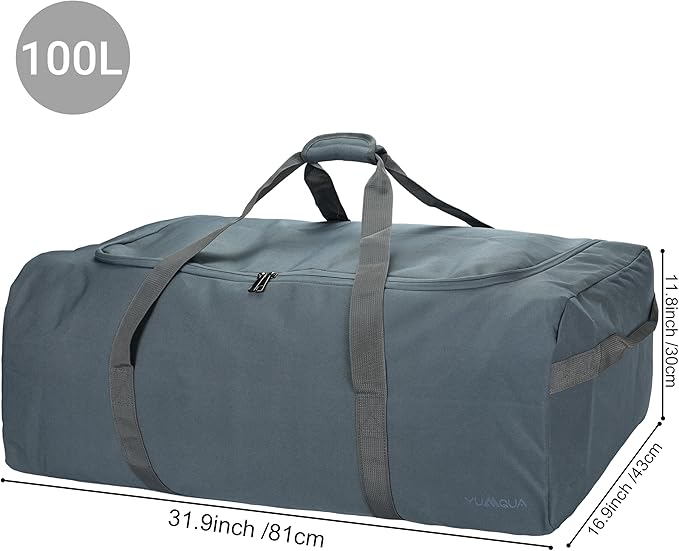 Large Duffle Bag 100L, Travel Duffel Bag for Men, Water & Tear Resistant Travel Bag, Extra Large Moving Bags Women Weekender Bag Overnight for Sports Travel Essentials, Camping Gear Storage (Gray)