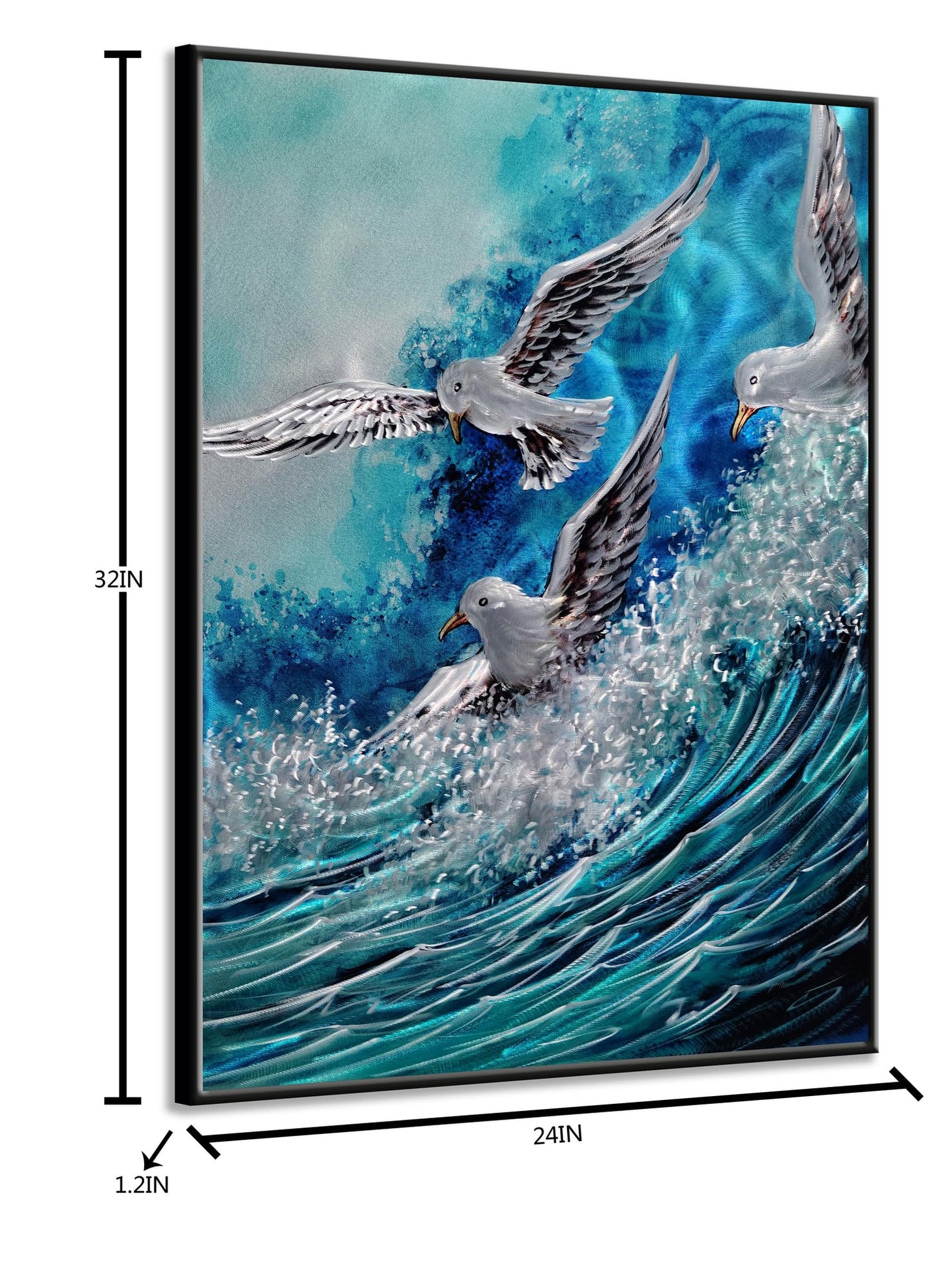 Yihui Arts Coastal Metal Wall Art - Stunning Seawaves Aluminum Artwork, Perfect Home Accent for Living Room, Bedroom, or Hallway Decor